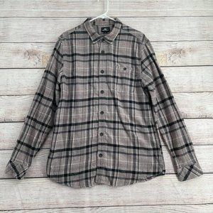 O'Neill Standard Fit Flannel Button Down Shirt Men's Size Large Gray‎ Plaid